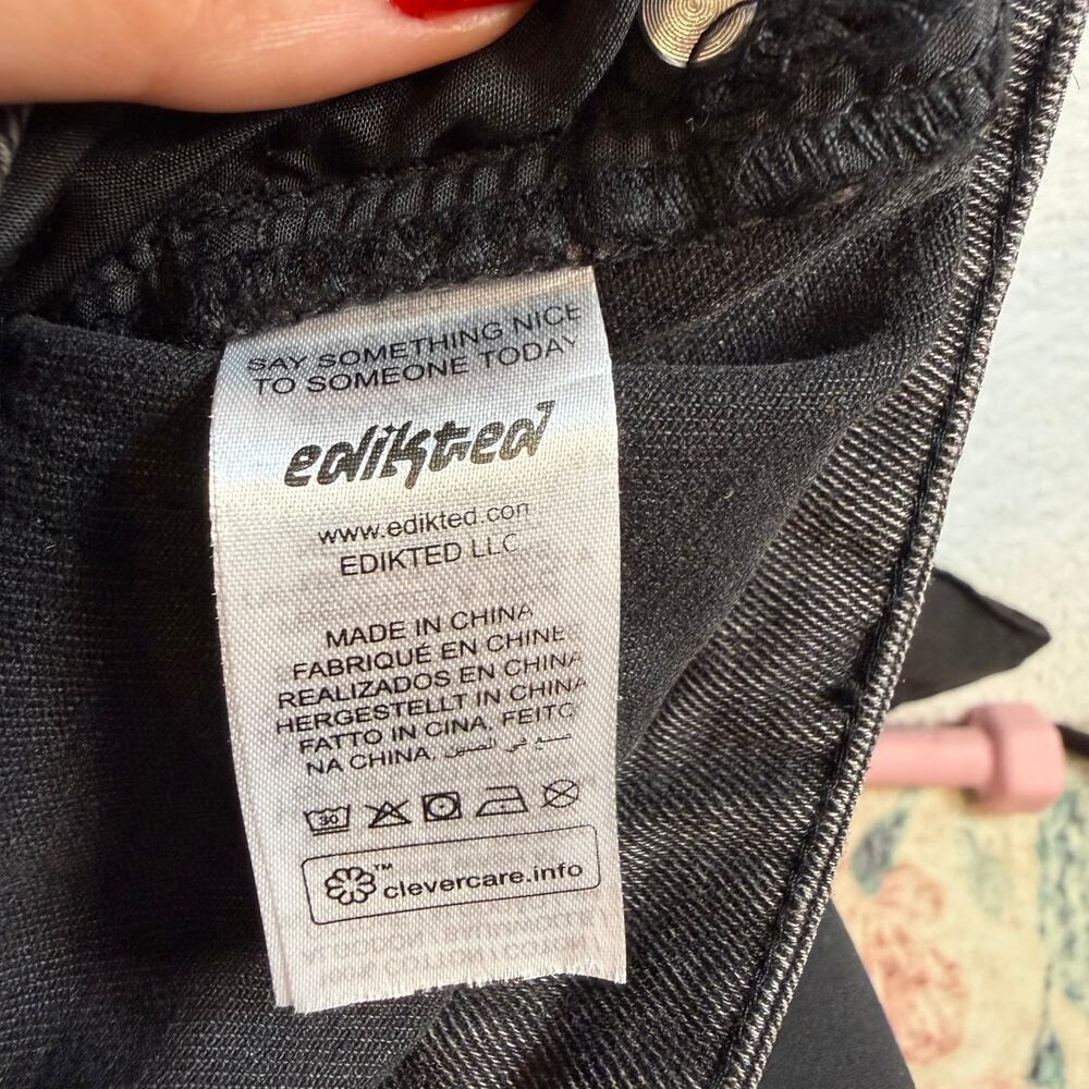 NWT Edikted Raelynn Washed Low Rise Baggy Jeans black size XL - Picture 11 of 11